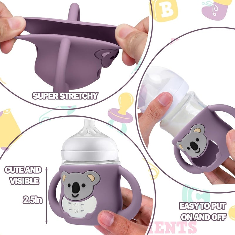 BUSOHA 3 Pack Koala Silicone Sleeves for Avent Baby Bottles - Drop Protection Baby Bottle Sleeves with Handle for Avent Natural Baby Bottles,4 Ounce - Image 3
